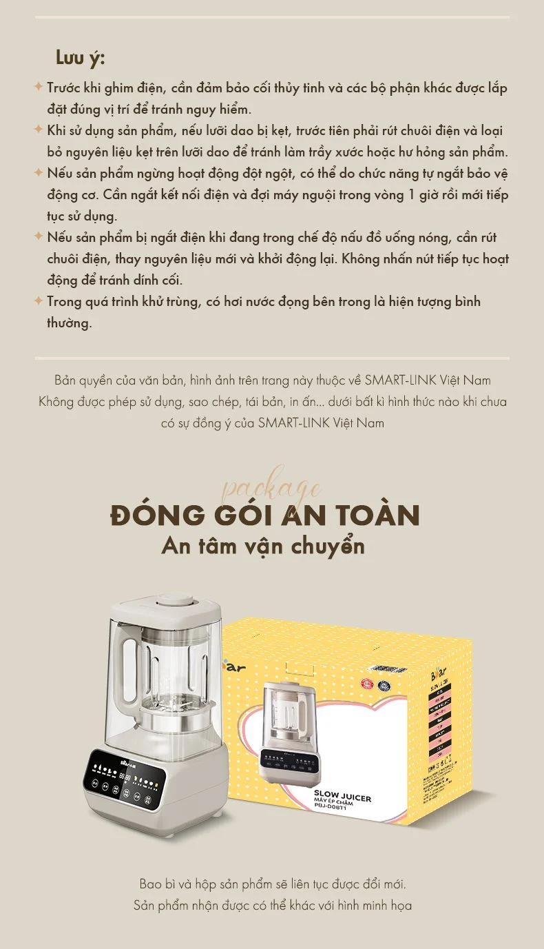 Máy làm sữa hạt đa năng Bear PBJ-D08T1 - Hàng chính hãng - Tiếng Anh/Việt - BH 18 tháng - Full Vat